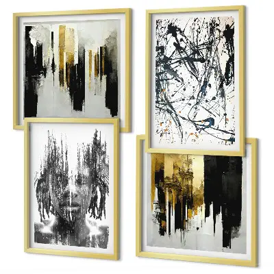 Wall art set Contrasting abstract portraits