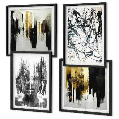 Wall art set Contrasting abstract portraits