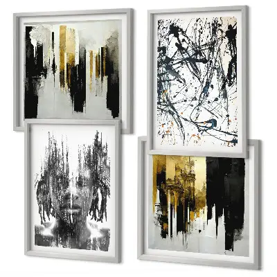 Wall art set Contrasting abstract portraits