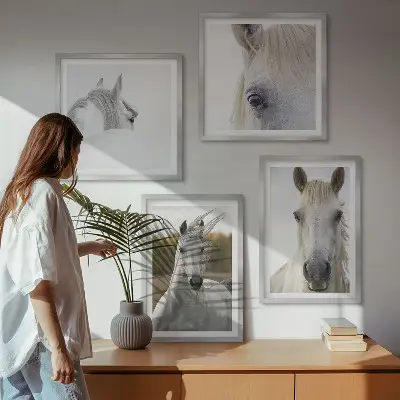 White horses wall art set of 4 pieces