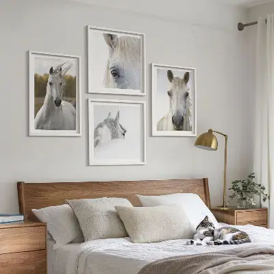 White horses wall art set of 4 pieces