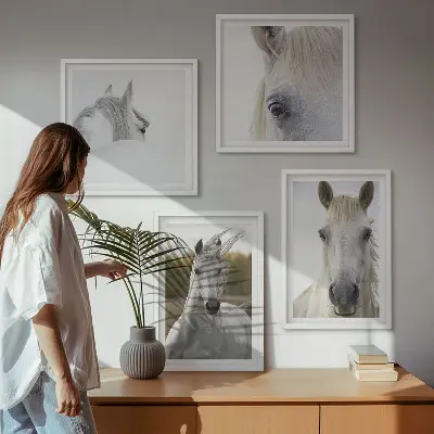 White horses wall art set of 4 pieces