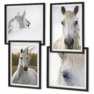 White horses wall art set of 4 pieces