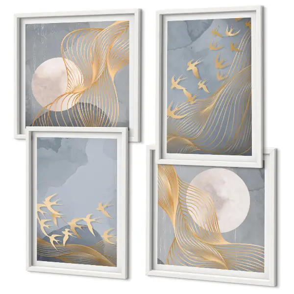 Multi-piece wall decor set Birds in flight sky moon