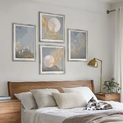 Multi-piece wall decor set Birds in flight sky moon