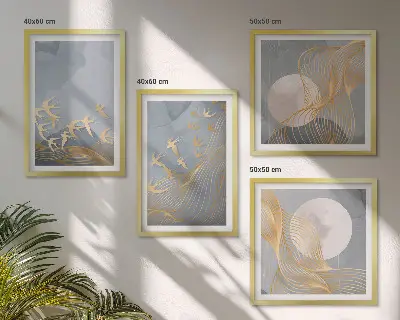 Multi-piece wall decor set featuring birds in flight against a moonlit sky