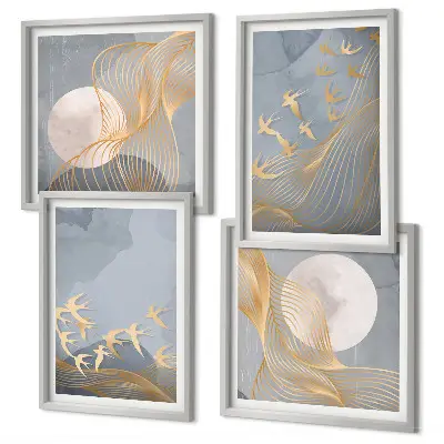 Multi-piece wall decor set Birds in flight sky moon