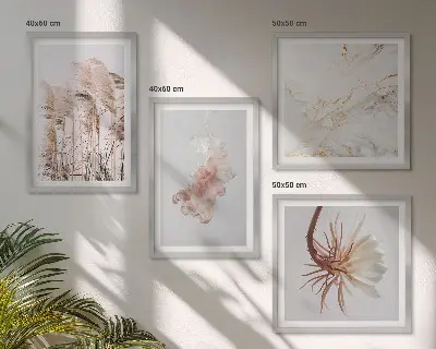 Multi-piece wall decor set elegant grass flowers marble design