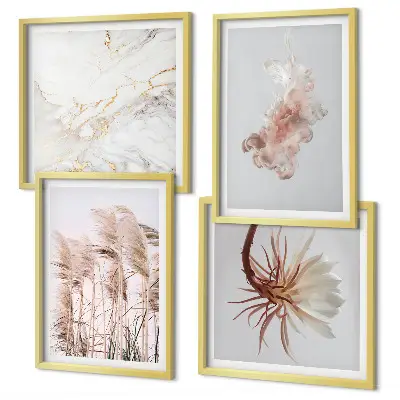 Multi-piece wall decor set elegant grass flowers marble design