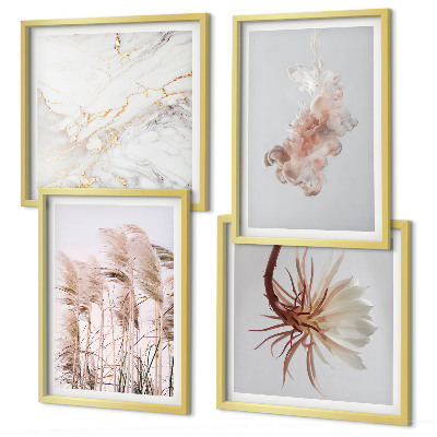 Multi-piece wall decor set Elegant grass flowers marble