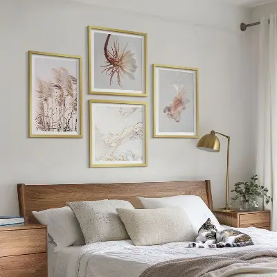Multi-piece wall decor set elegant grass flowers marble design
