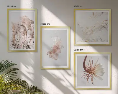 Multi-piece wall decor set elegant grass flowers marble design