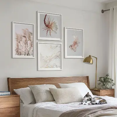 Multi-piece wall decor set elegant grass flowers marble design
