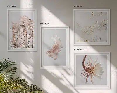 Multi-piece wall decor set elegant grass flowers marble design
