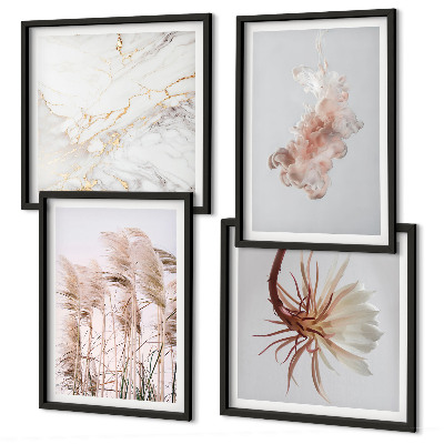 Multi-piece wall decor set Elegant grass flowers marble
