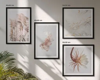 Multi-piece wall decor set elegant grass flowers marble design