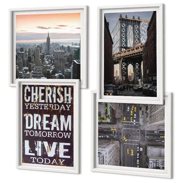 New York landscape wall art set with quote