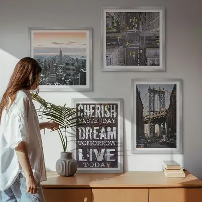 New York landscape wall art set with quote