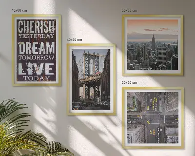 Wall art set New York landscapes quote