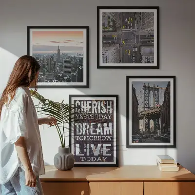 New York landscape wall art set with quote
