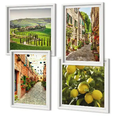 Charming streets of lemon blossoms wall art set of 4 pieces