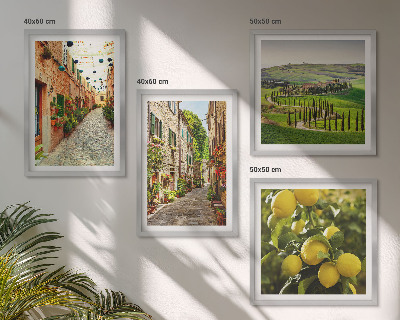 Set of 4 wall art pieces Charming streets of lemon blossoms