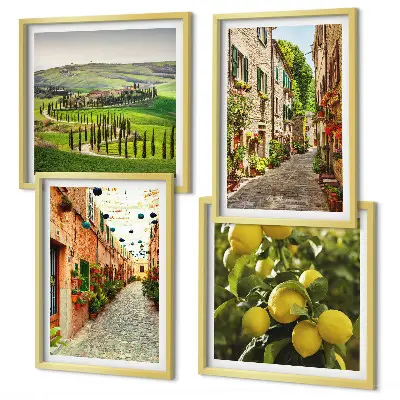 Charming streets of lemon blossoms wall art set of 4 pieces