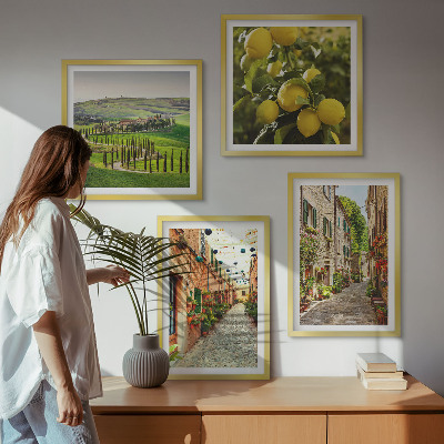 Set of 4 wall art pieces Charming streets of lemon blossoms