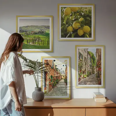 Charming streets of lemon blossoms wall art set of 4 pieces