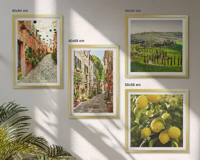 Charming streets of lemon blossoms wall art set of 4 pieces