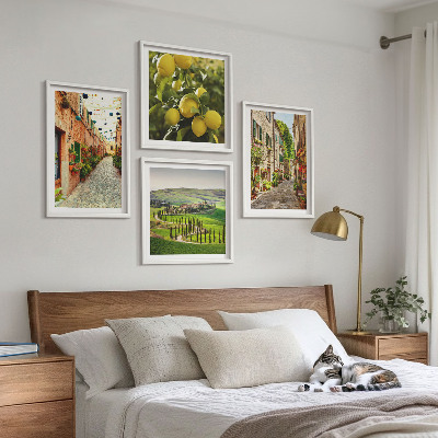 Set of 4 wall art pieces Charming streets of lemon blossoms