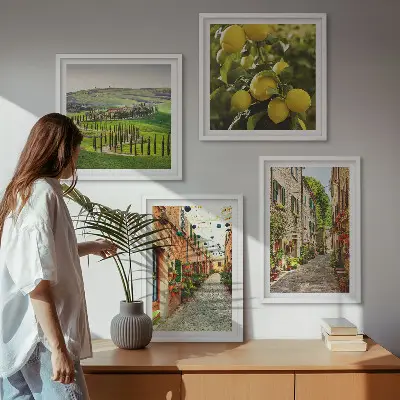 Charming streets of lemon blossoms wall art set of 4 pieces