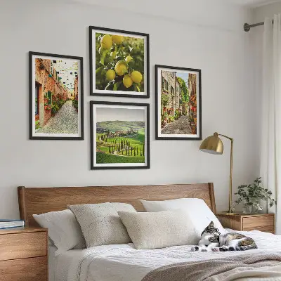 Charming streets of lemon blossoms wall art set of 4 pieces