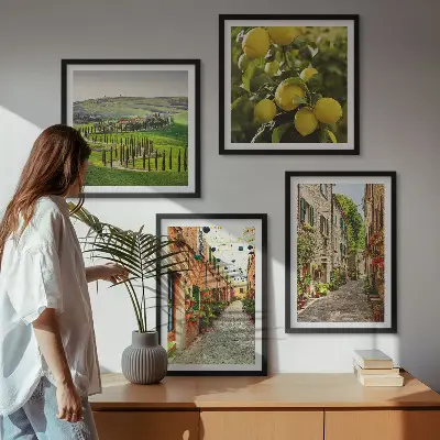 Charming streets of lemon blossoms wall art set of 4 pieces
