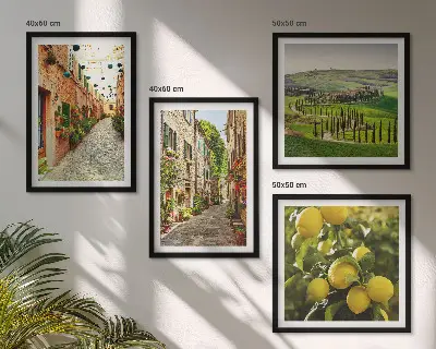 Charming streets of lemon blossoms wall art set of 4 pieces
