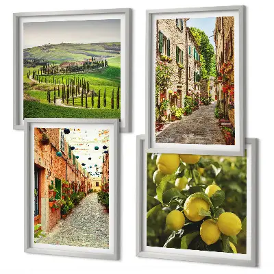 Charming streets of lemon blossoms wall art set of 4 pieces