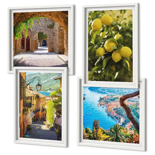 Multi-piece wall decor set seaside streets with a sea of lemons