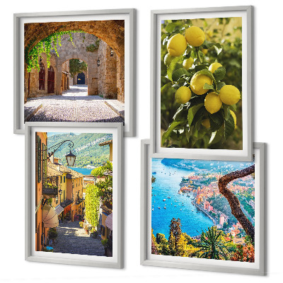 Multi-piece wall decor set Seaside streets, sea of ​​lemons