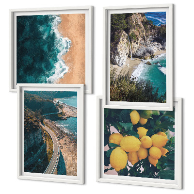 Wall art set Sea beach lemons mountains