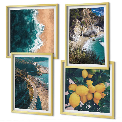Wall art set Sea beach lemons mountains