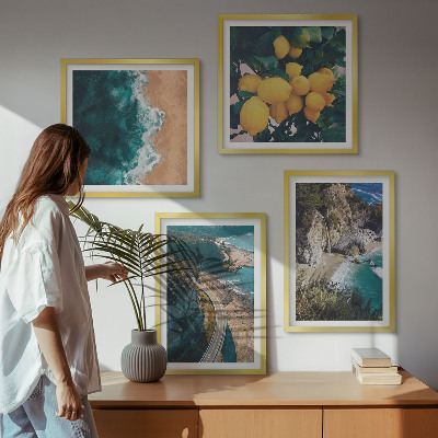 Wall art set Sea beach lemons mountains