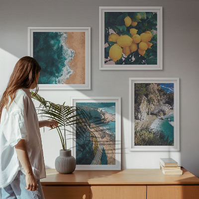 Wall art set Sea beach lemons mountains