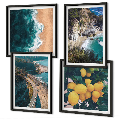 Wall art set Sea beach lemons mountains