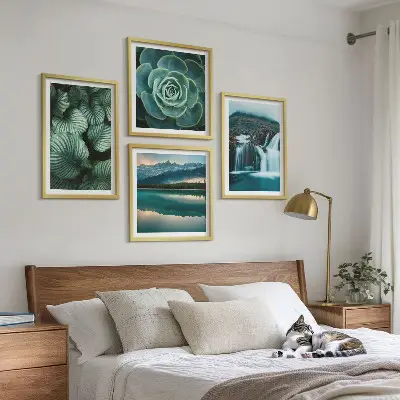 Multi-piece succulent wall decor set featuring close-up leaf photography