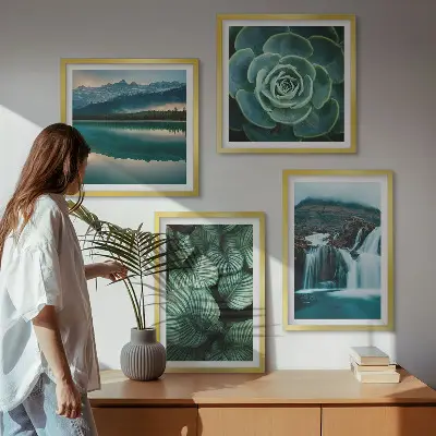 Multi-piece succulent wall decor set featuring close-up leaf photography