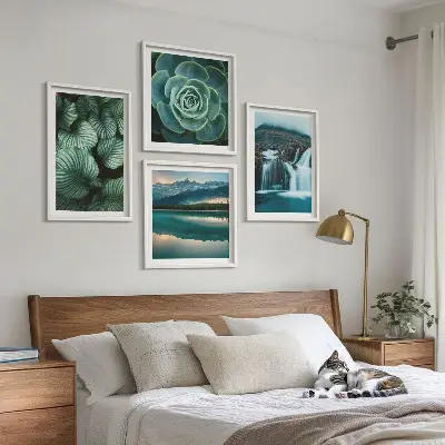 Multi-piece succulent wall decor set featuring close-up leaf photography