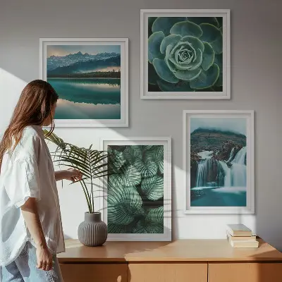 Multi-piece succulent wall decor set featuring close-up leaf photography