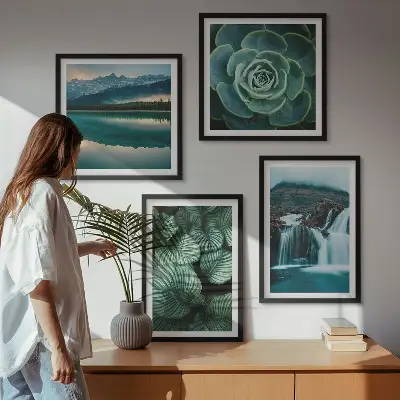 Multi-piece succulent wall decor set featuring close-up leaf photography