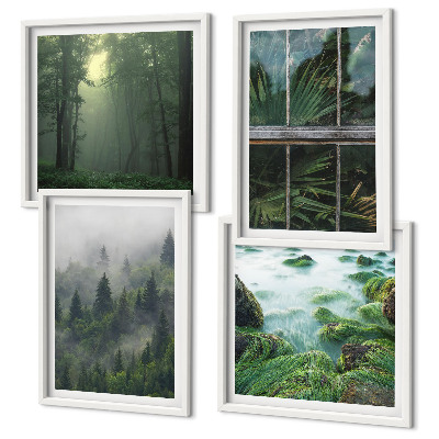 Wall art set Forest fog river greenhouse plants