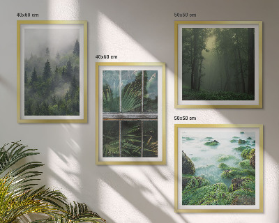 Wall art set Forest fog river greenhouse plants